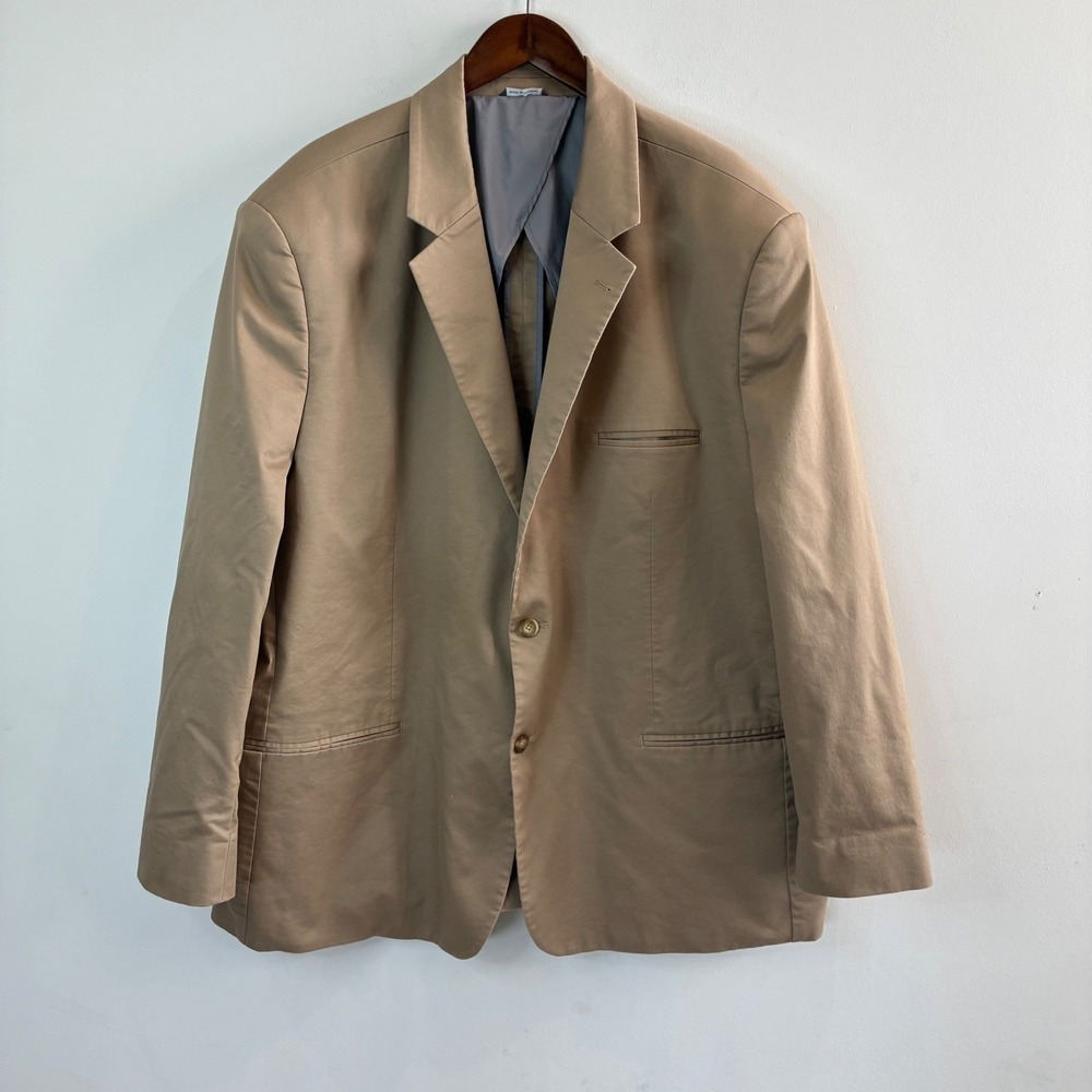 Oak Hill Fit by DXL Mens 2XLT 50L 52L Khaki Tan Stretch Blazer Sport Coat Jacket